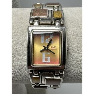 Q&Q GC27-225‎ Ladies Tank Enamel Watch New Battery 19MM 6.75"